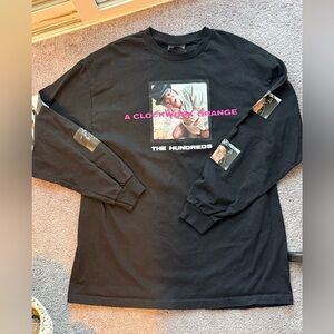 The Hundreds Black Long-Sleeve 'A Clockwork Orange' Graphic Tee with Pink Text